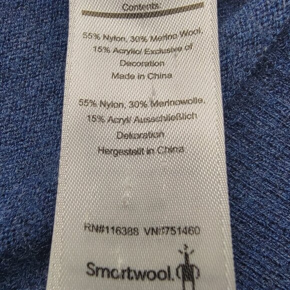 Smartwool Striped Crewneck Sweater Mens Large Blue Nylon Merino Wool - Picture 8 of 13